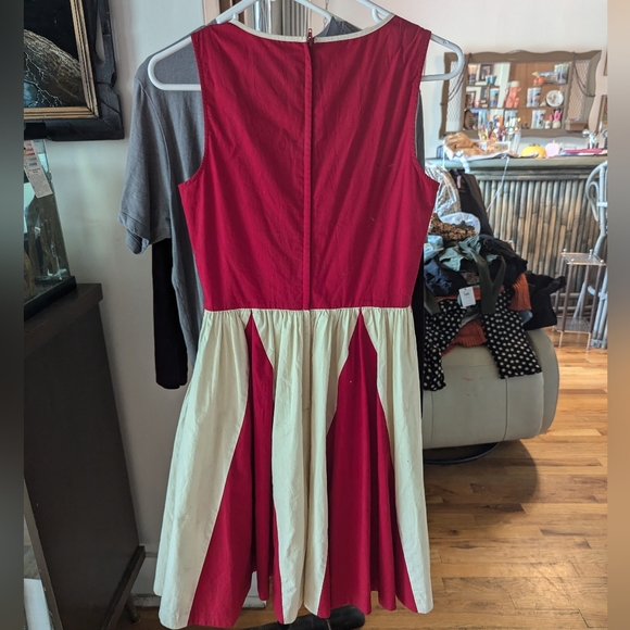 Red & White Peek-a-Boo Chest Dress - Picture 2 of 7